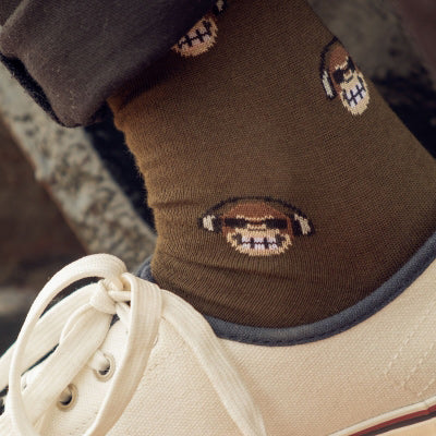 monkey motif socks