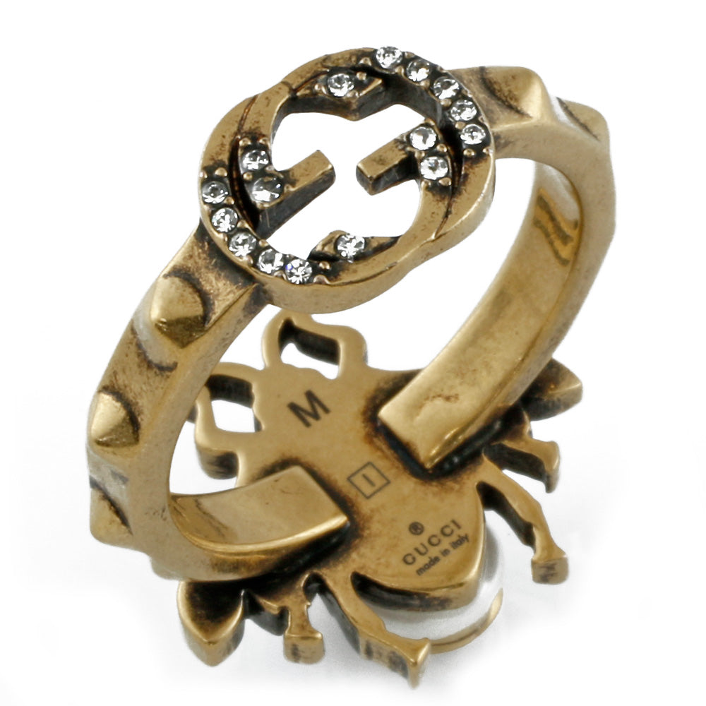 GUCCI arrow bee ring 16号 パール ゴールド-