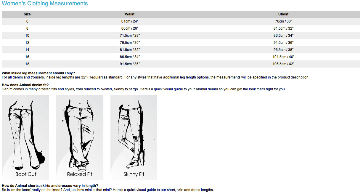 Animal Clothing Size Chart