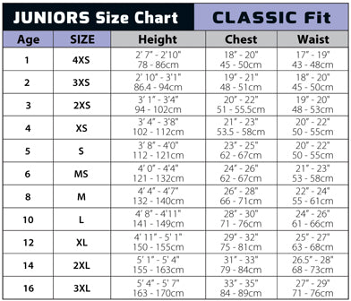 Junior Clothing Size Chart