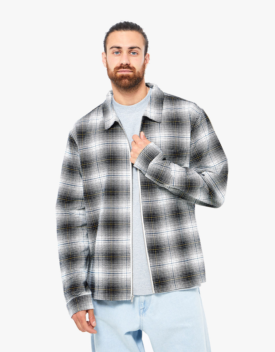 Stüssy Paul Shadow Plaid Zip Shirt - Black