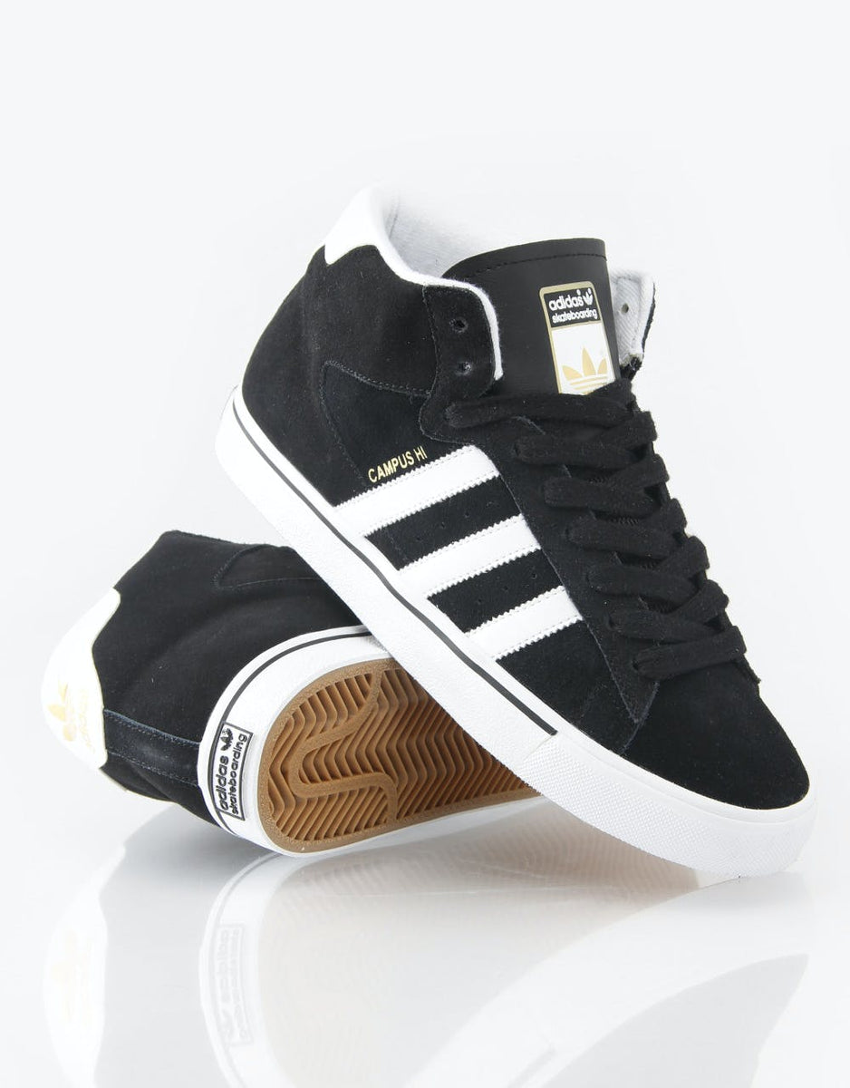 Campus Vulc Mid Skate Shoes - Black/White/Gold – Route One