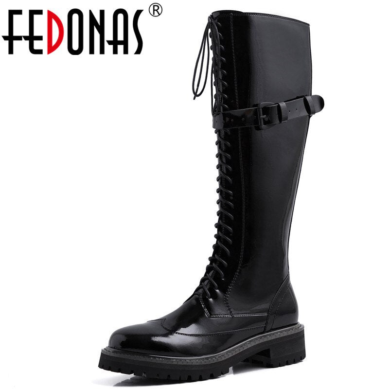 black genuine leather knee high boots