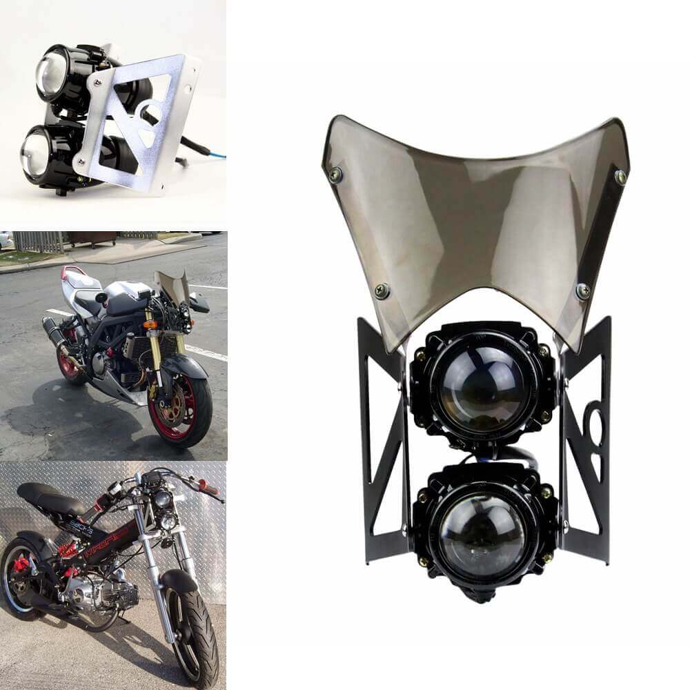 Universal Motorcycle Twin Headlight W Bracket E Marked Dot For Dirt Xx Racing