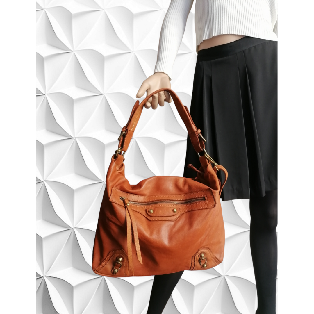 A Meta Prezzo! STOCK SS190 Hobo Cuoio Naturale Pelle Sauvage Stile Vintage