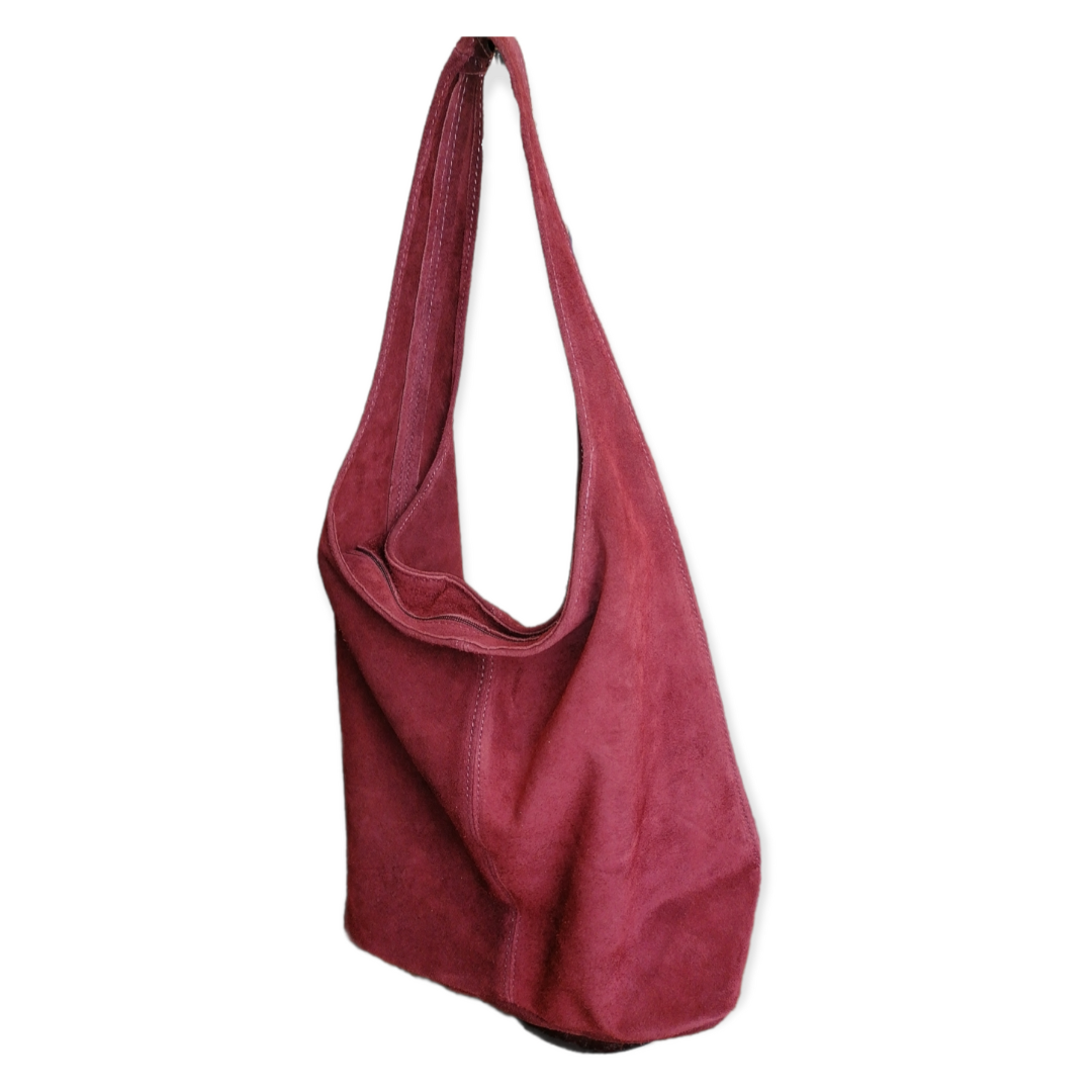 Hobo Bag Morbida in Vera Pelle Scamosciata Grande