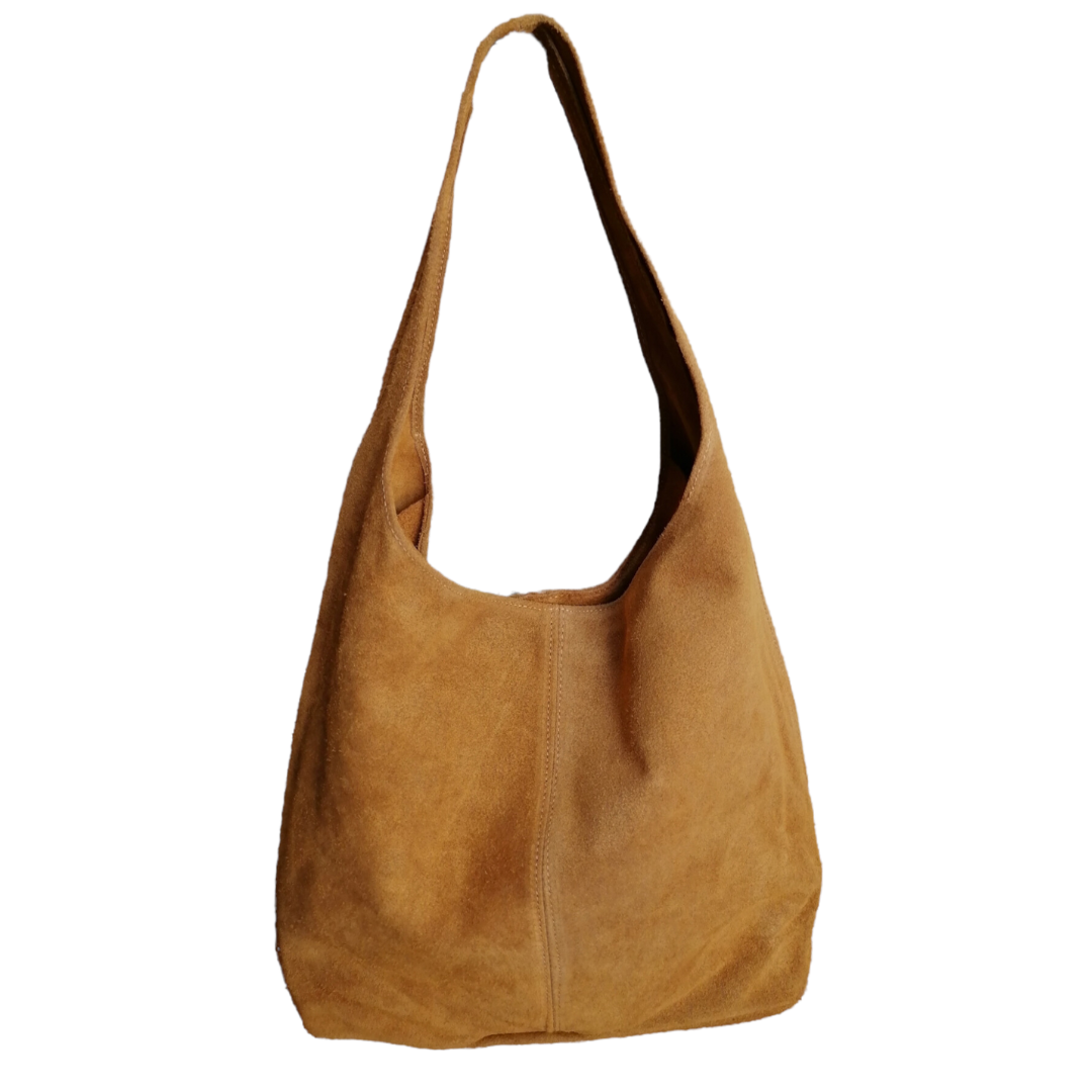 Hobo Bag Morbida in Vera Pelle Scamosciata Grande