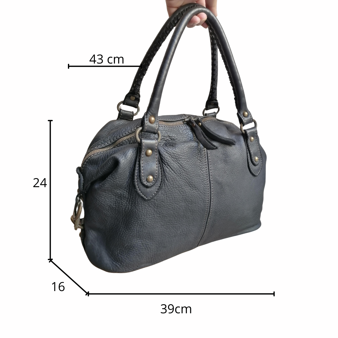 A MetàPrezzo! Stock SS204 Borsa a Mano Morbidissimo in Pelle Sauvage Stile Vintage