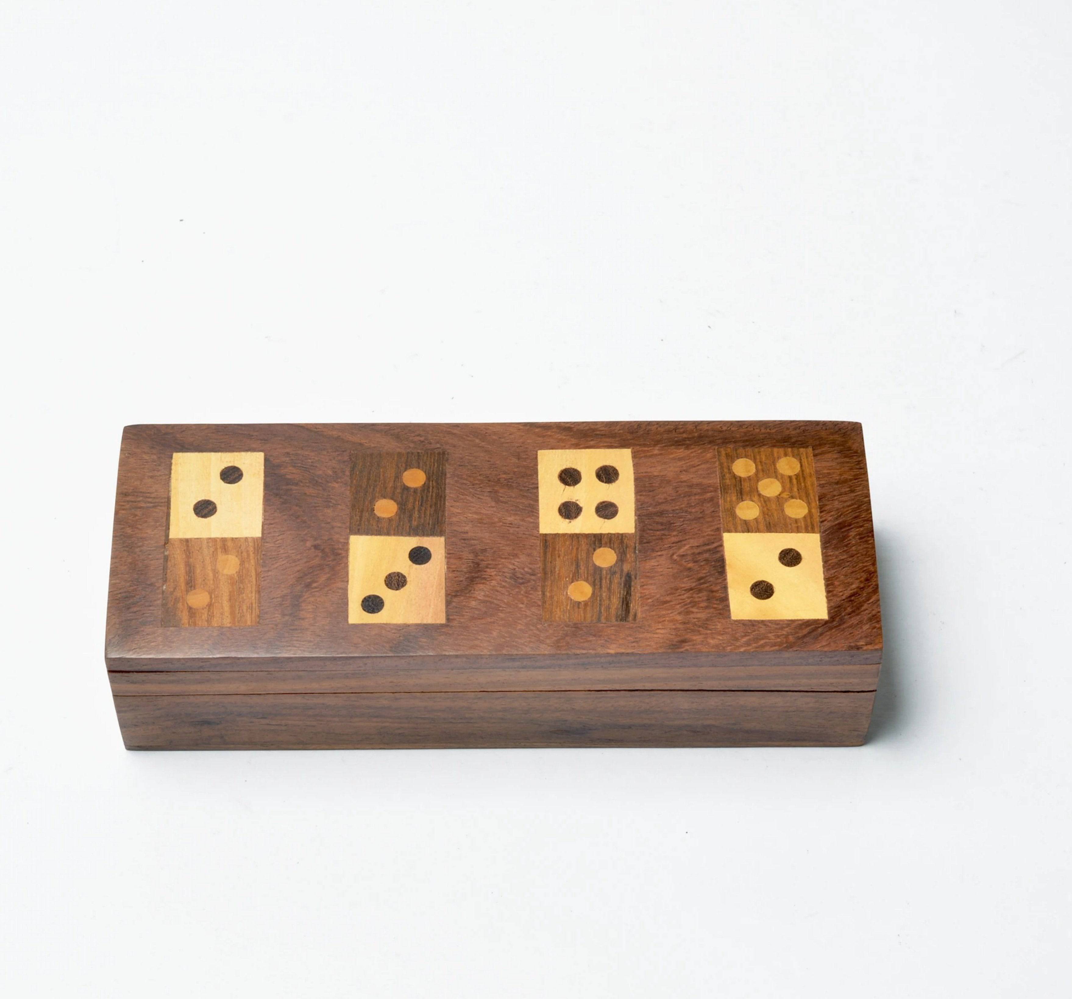 En Bois Dominos Game Box Handmade Voyage jeu/cadeau idéal traditionnel 28pc