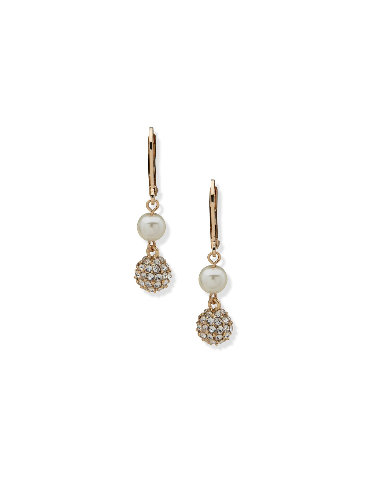 Faux Pearl and Crystal Ball Drop Earrings
