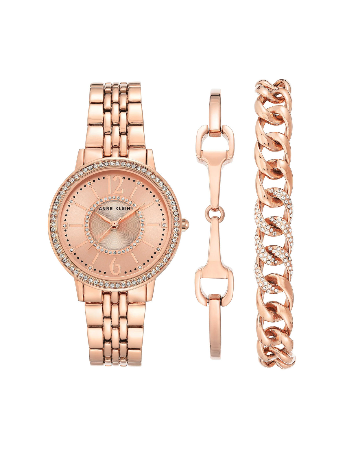 Rose Gold-Tone Watch and Bracelet Set