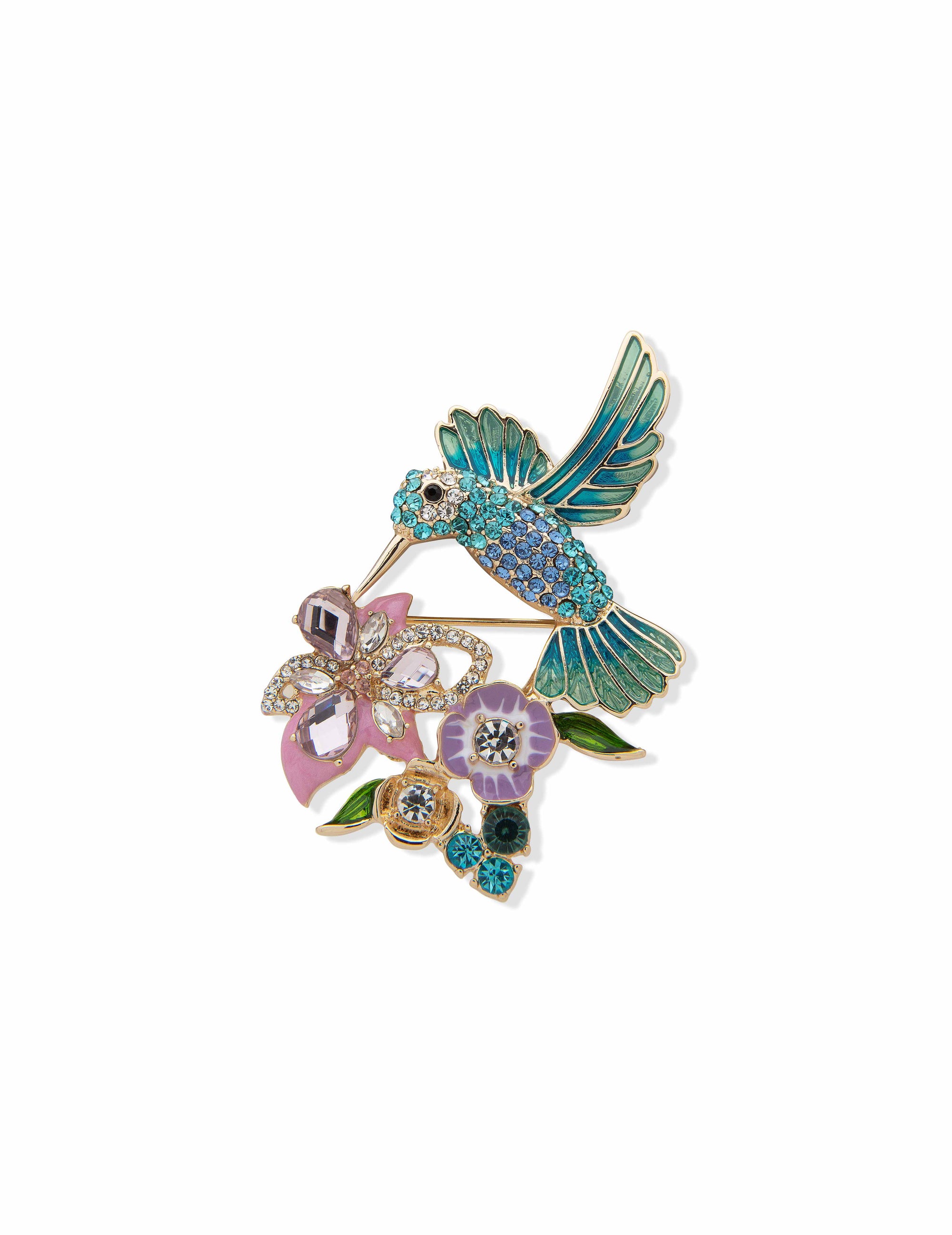 Anne Klein Hummingbird and Flower Pin