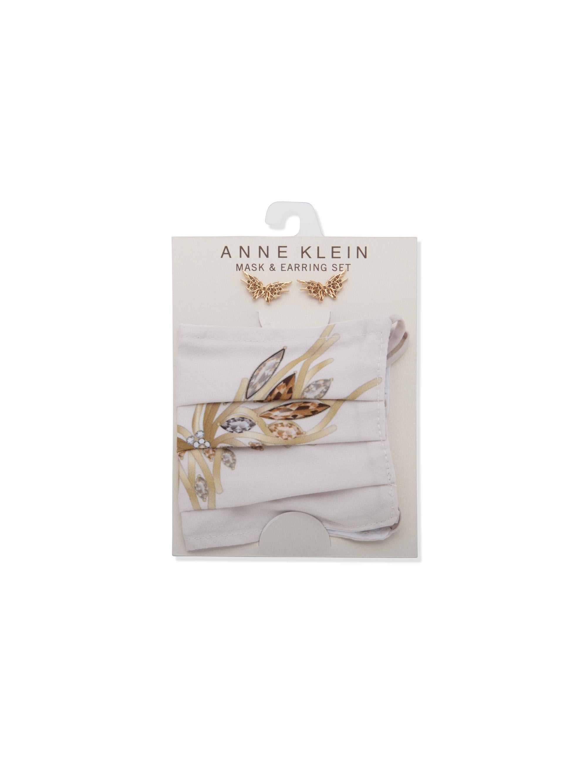 Anne Klein Gold-Tone Butterfly Earrings and Mask Set