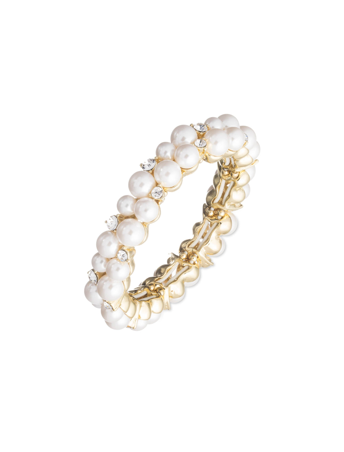 Clustered Faux Pearl and Crystal Stretch Bracelet