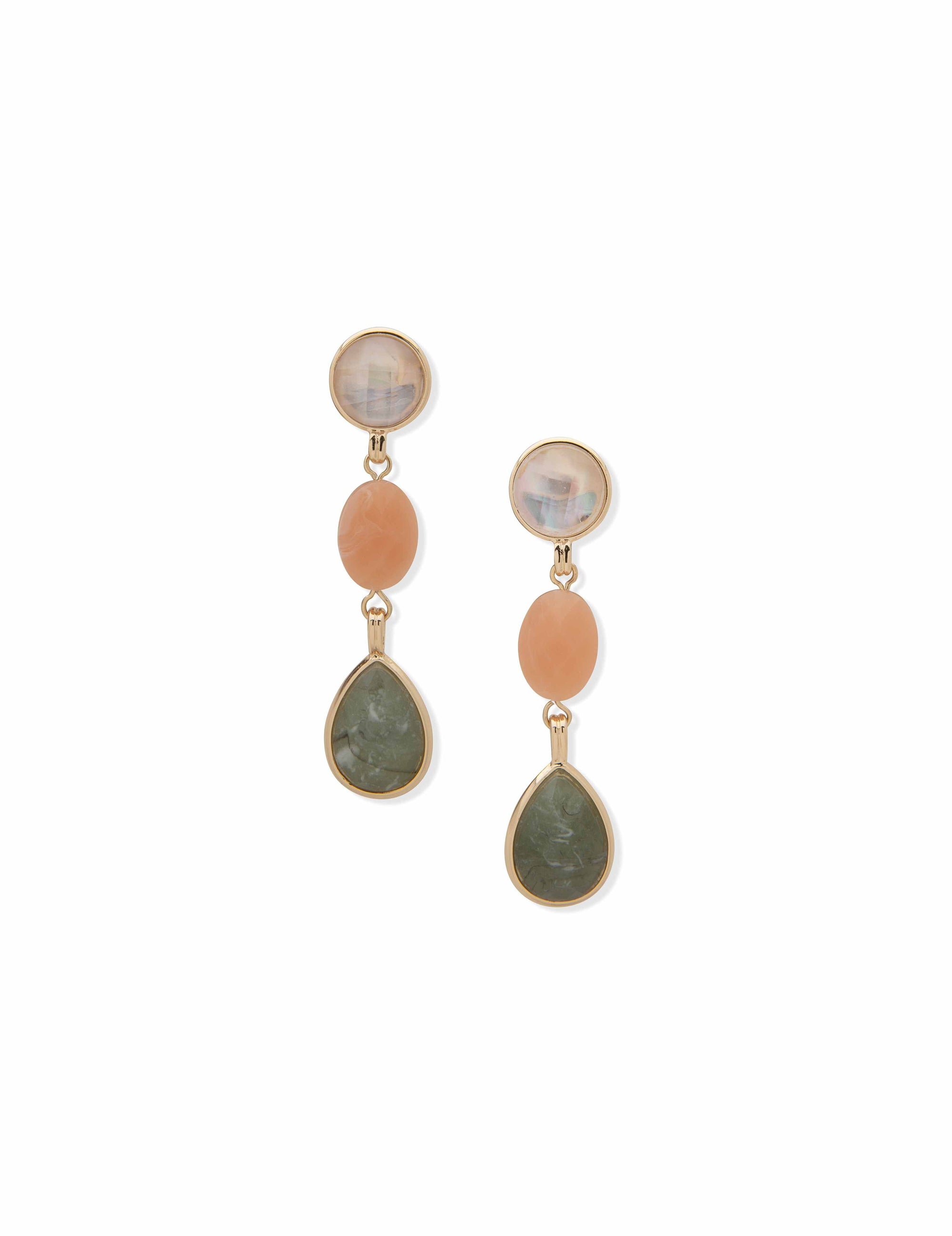 Anne Klein Gold-Tone Linear Stone Clip Earrings
