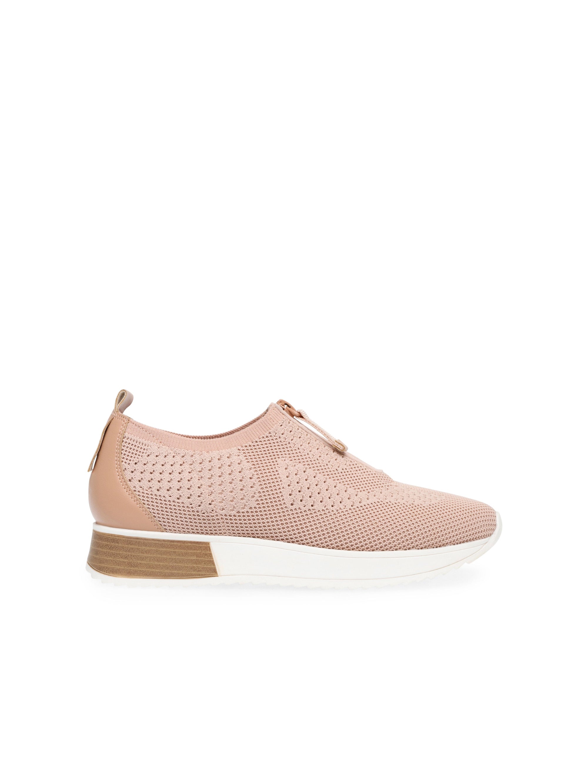 Anne Klein Terri Zip Front Knit Sneaker in Blush