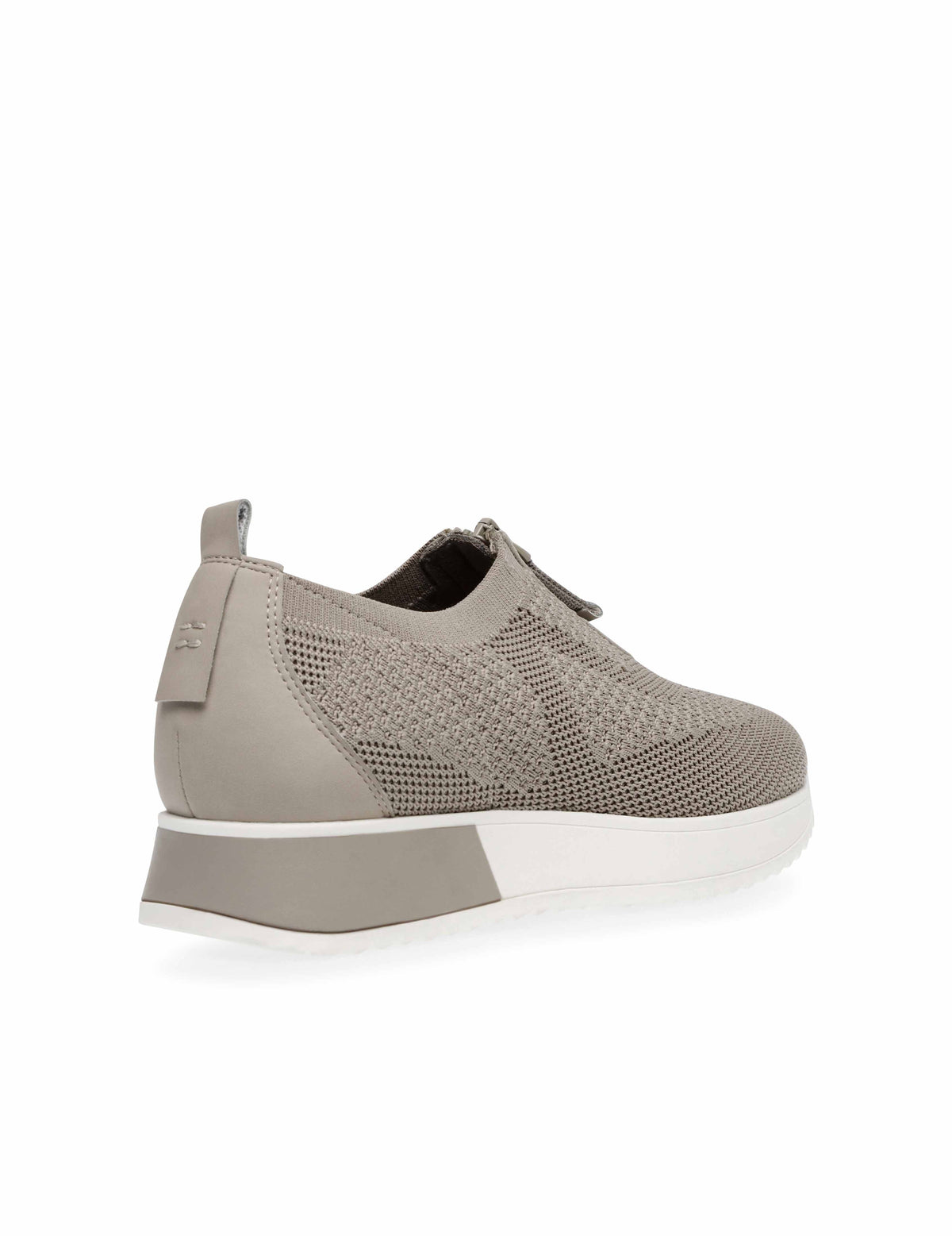 Anne Klein Terri Zip Front Knit Sneakers Taupe