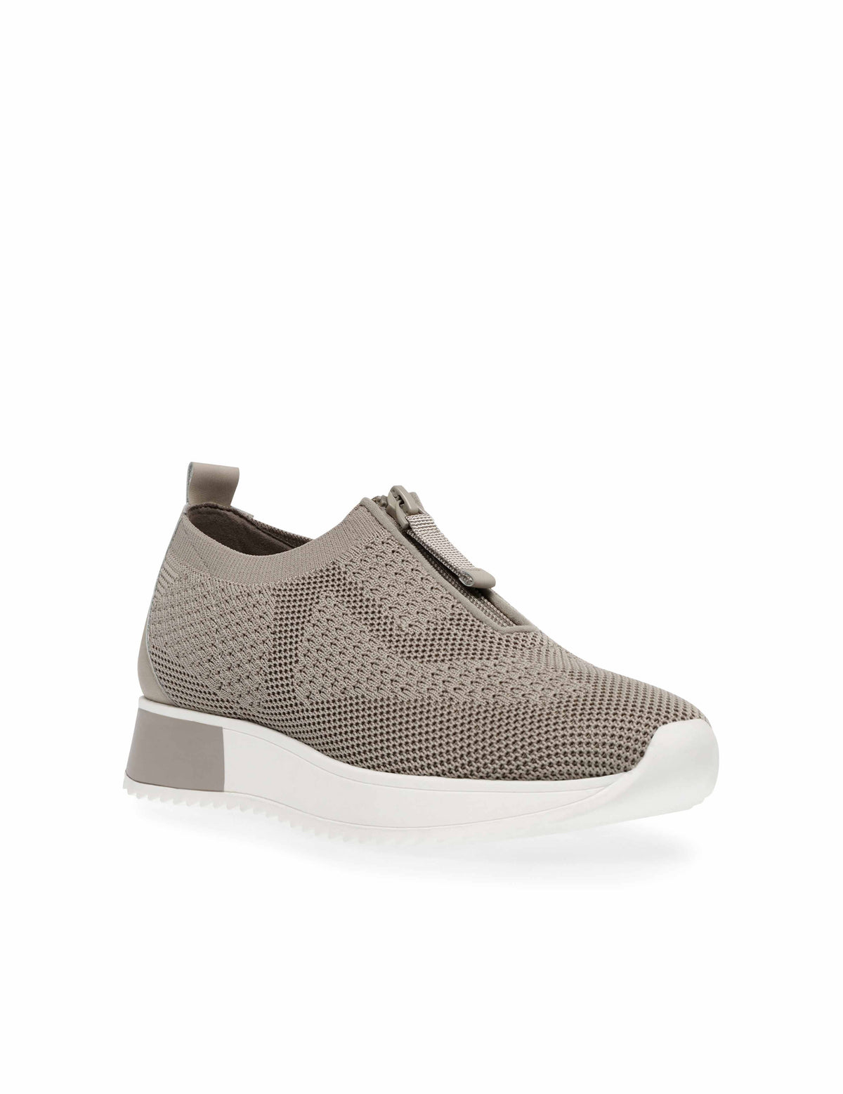 Anne Klein Terri Zip Front Knit Sneakers Taupe