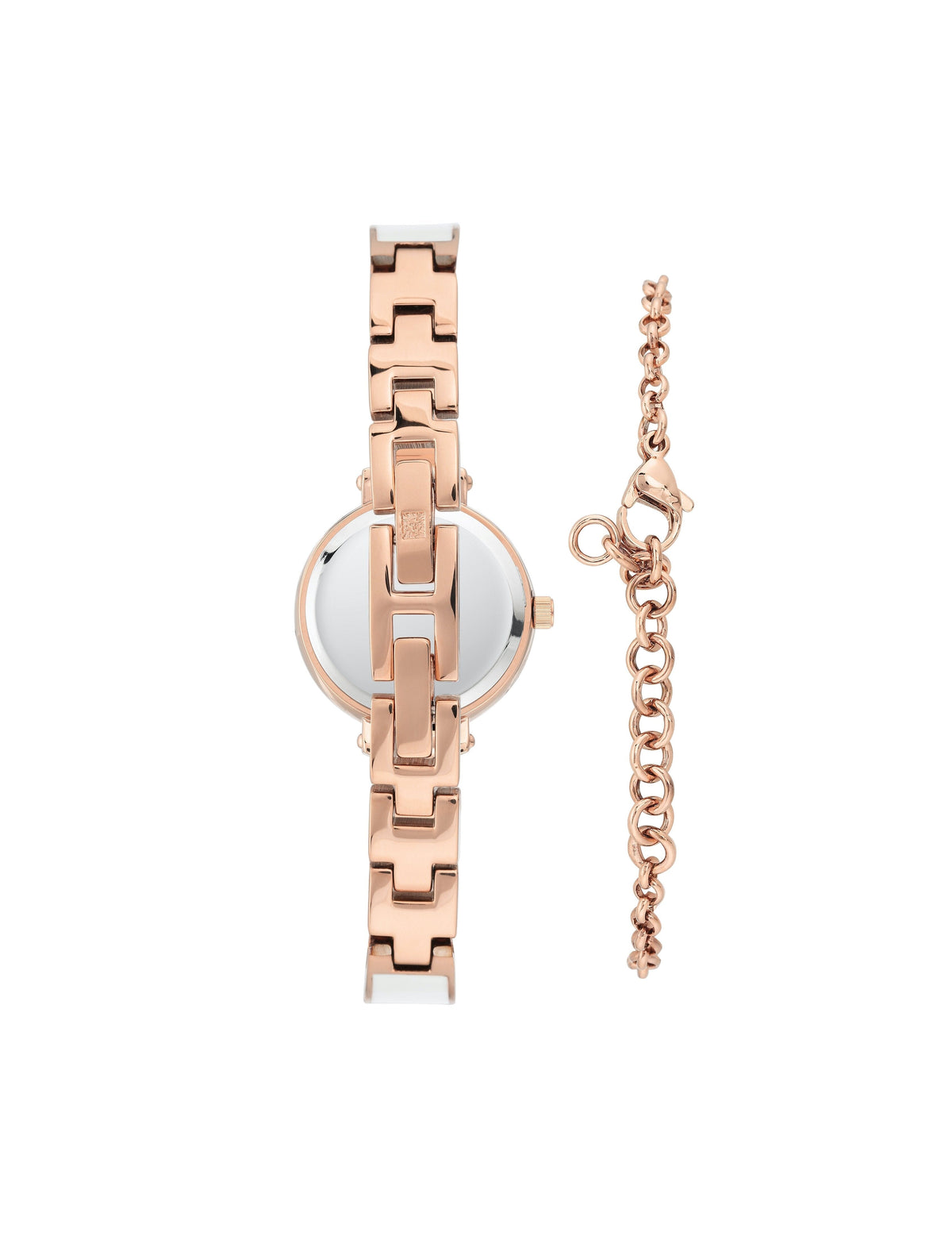 White Rose Gold Genuine Diamond Dial Bangle Watch Bracelet Set
