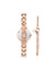 White Rose Gold Genuine Diamond Dial Bangle Watch Bracelet Set