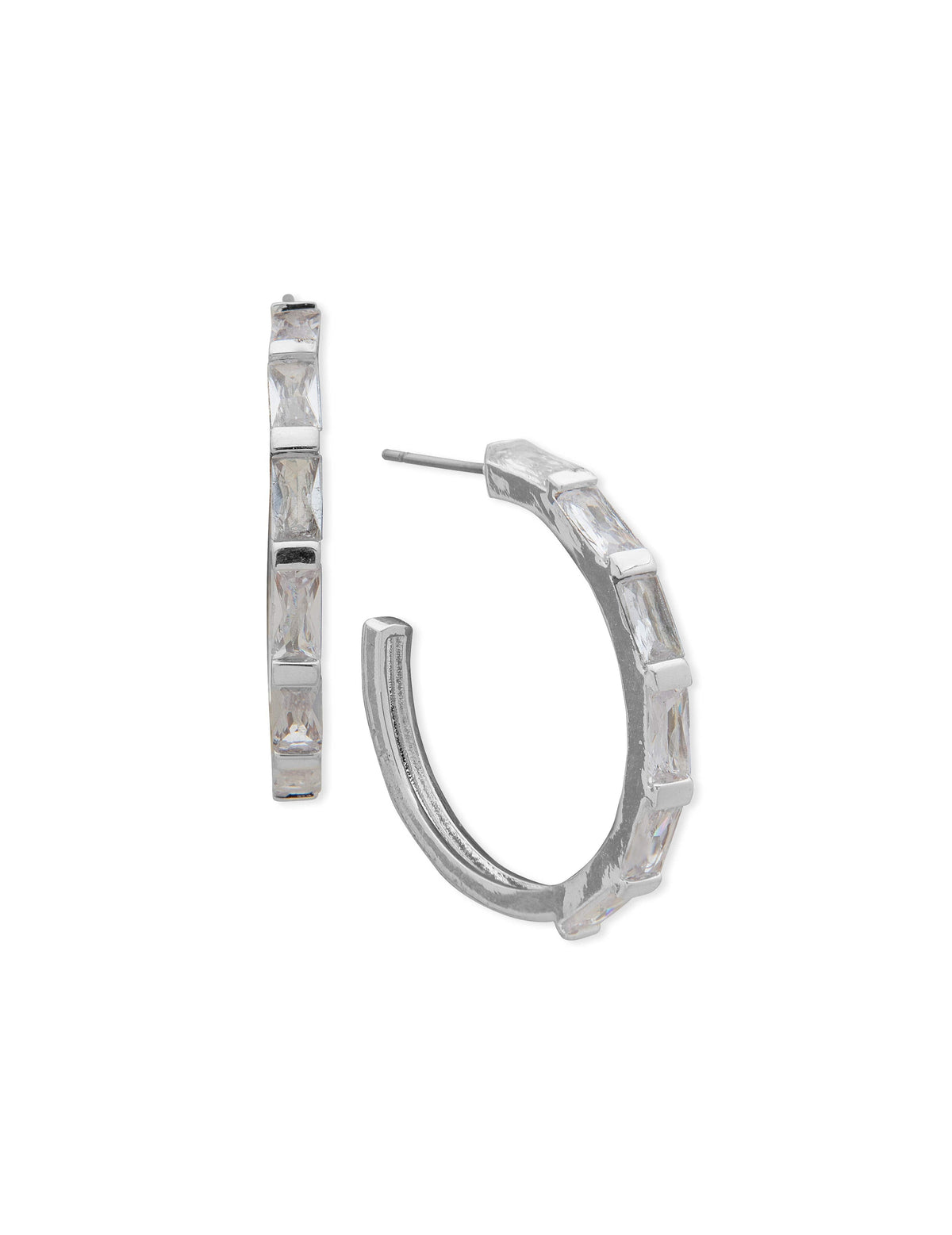 Baguette Crystal C Hoop Earrings