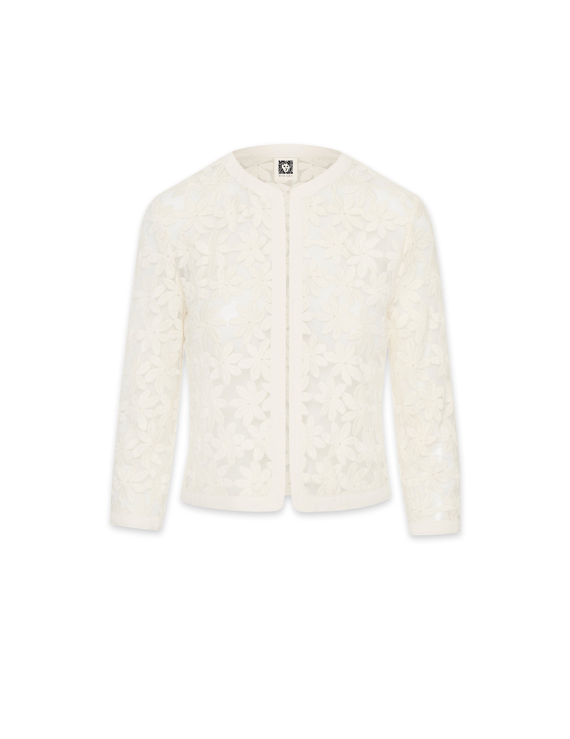 Anne Klein White Lace Cardigan Jacket With Trim
