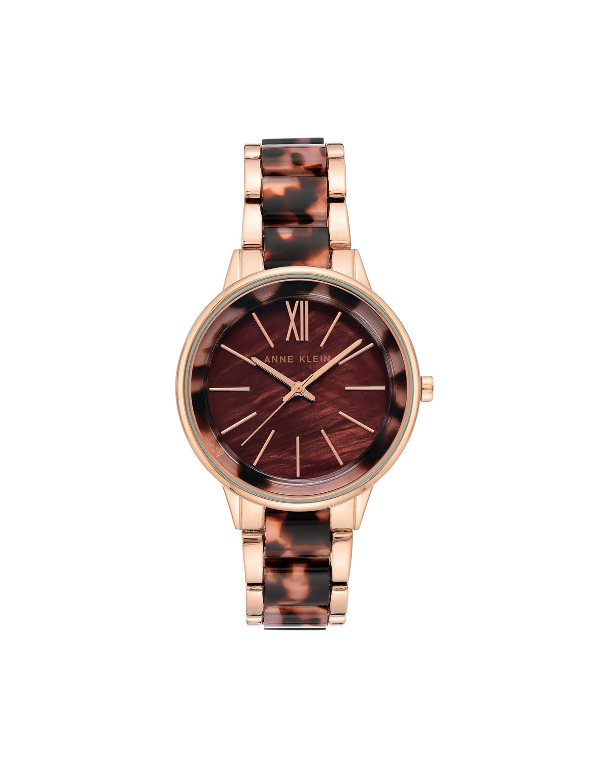 brown rose gold-tone resin bracelet watch