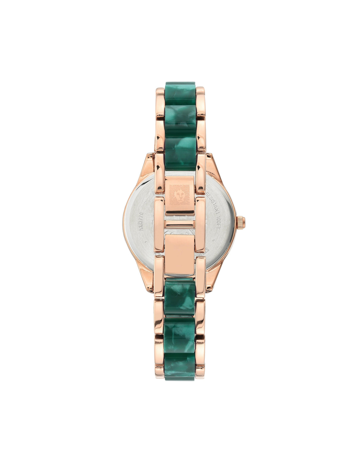considered solar powered green rose gold-tone resin bracelet watch
