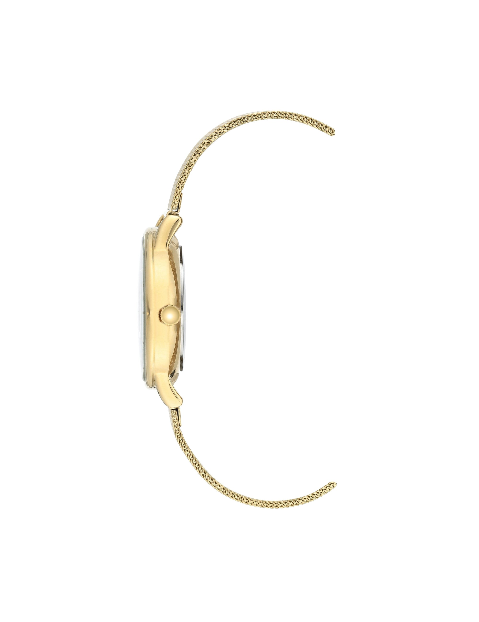 considered solar powered swarovski crystal accented gold tan mesh bracelet watch
