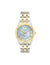 considered solar powered two tone swarovski crystal accented mother of pearl dial bracelet watch