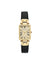 gold-tone black leather strap watch rectangular case