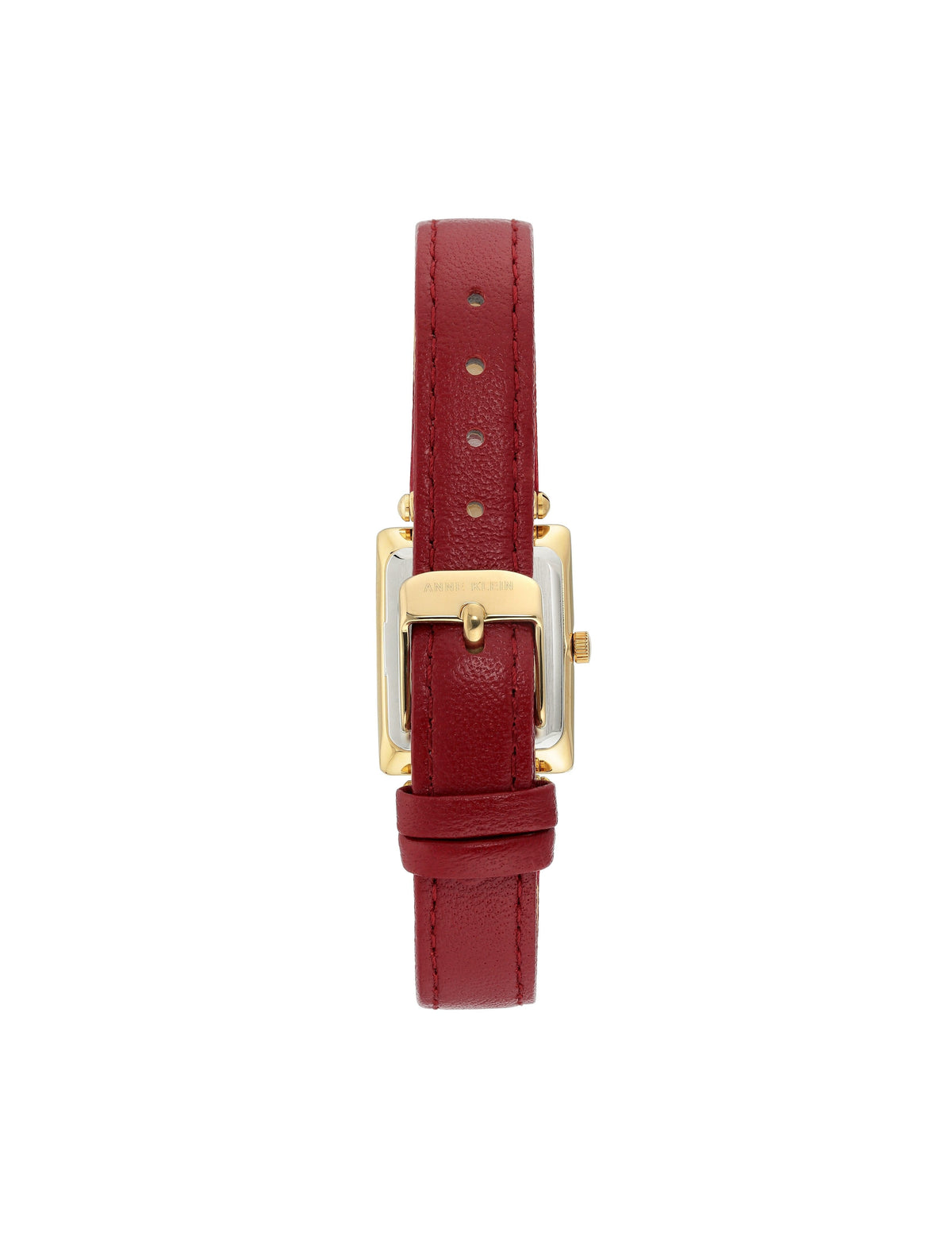 gold-tone red leather strap watch rectangular case