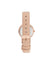 light pink rose gold-tone swarovski crystal accented leather strap watch