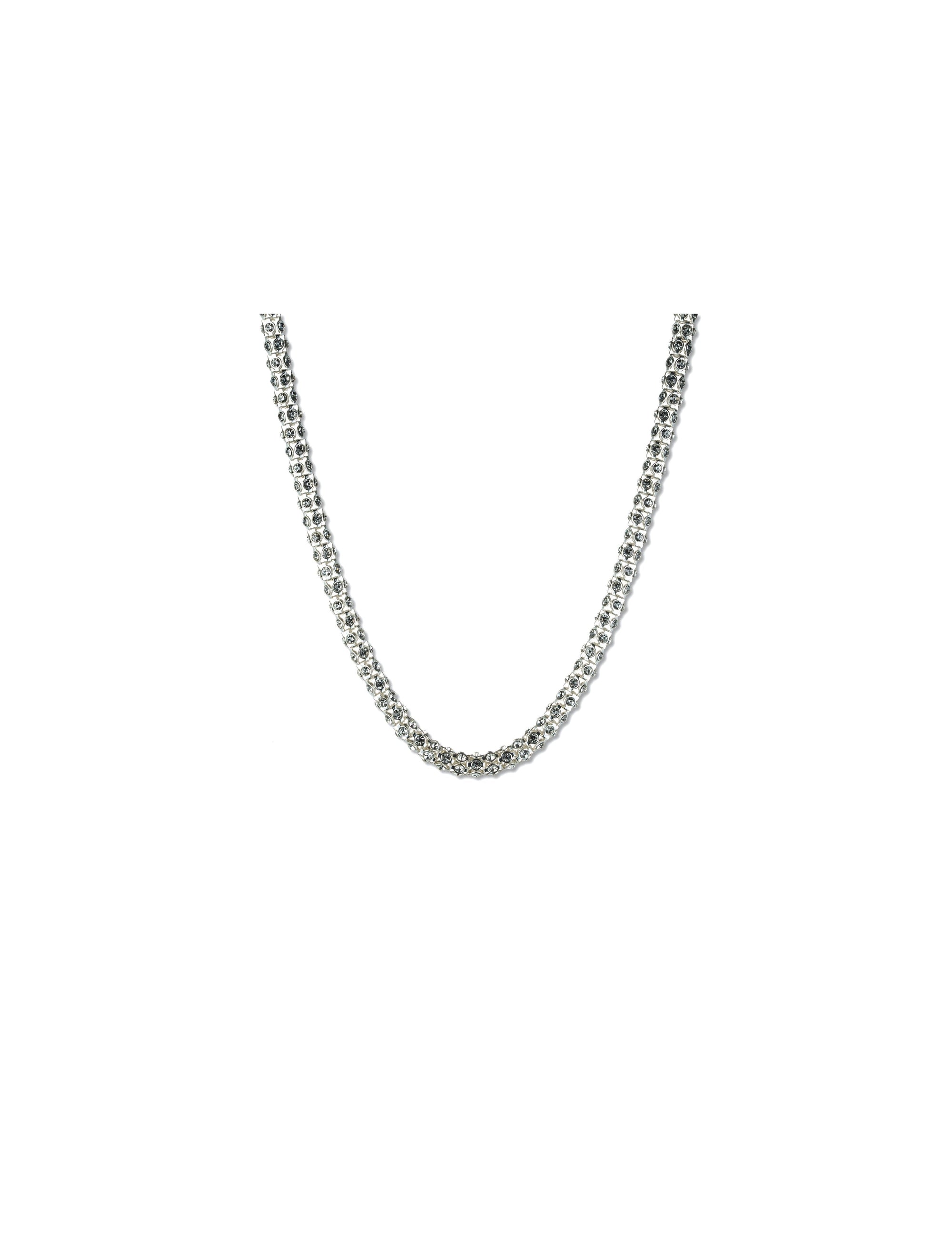 pave stone silver tone tubular collar necklace