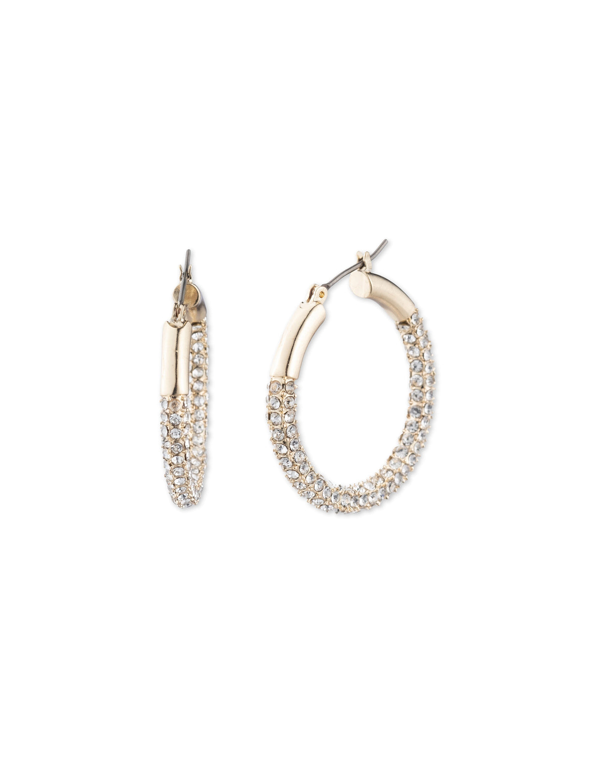 Gold-Tone Pave Crystal Hoop Earrings