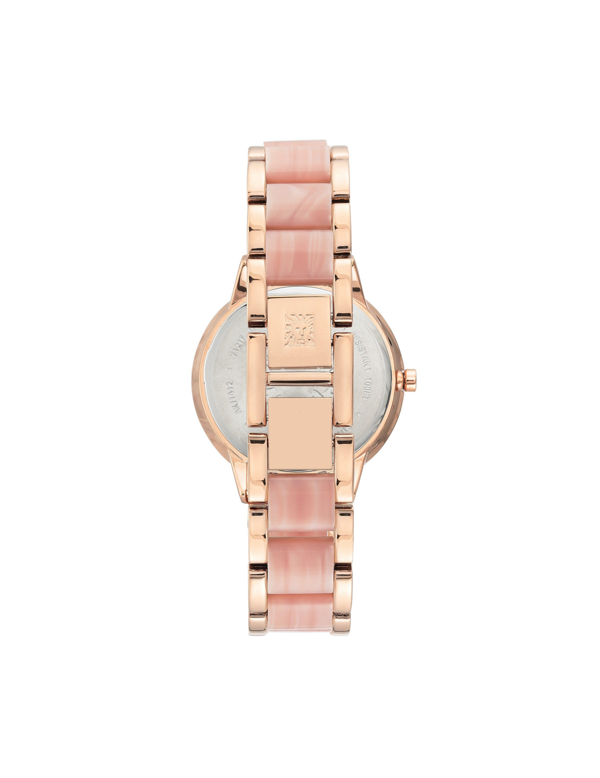 pink rose gold-tone resin bracelet watch