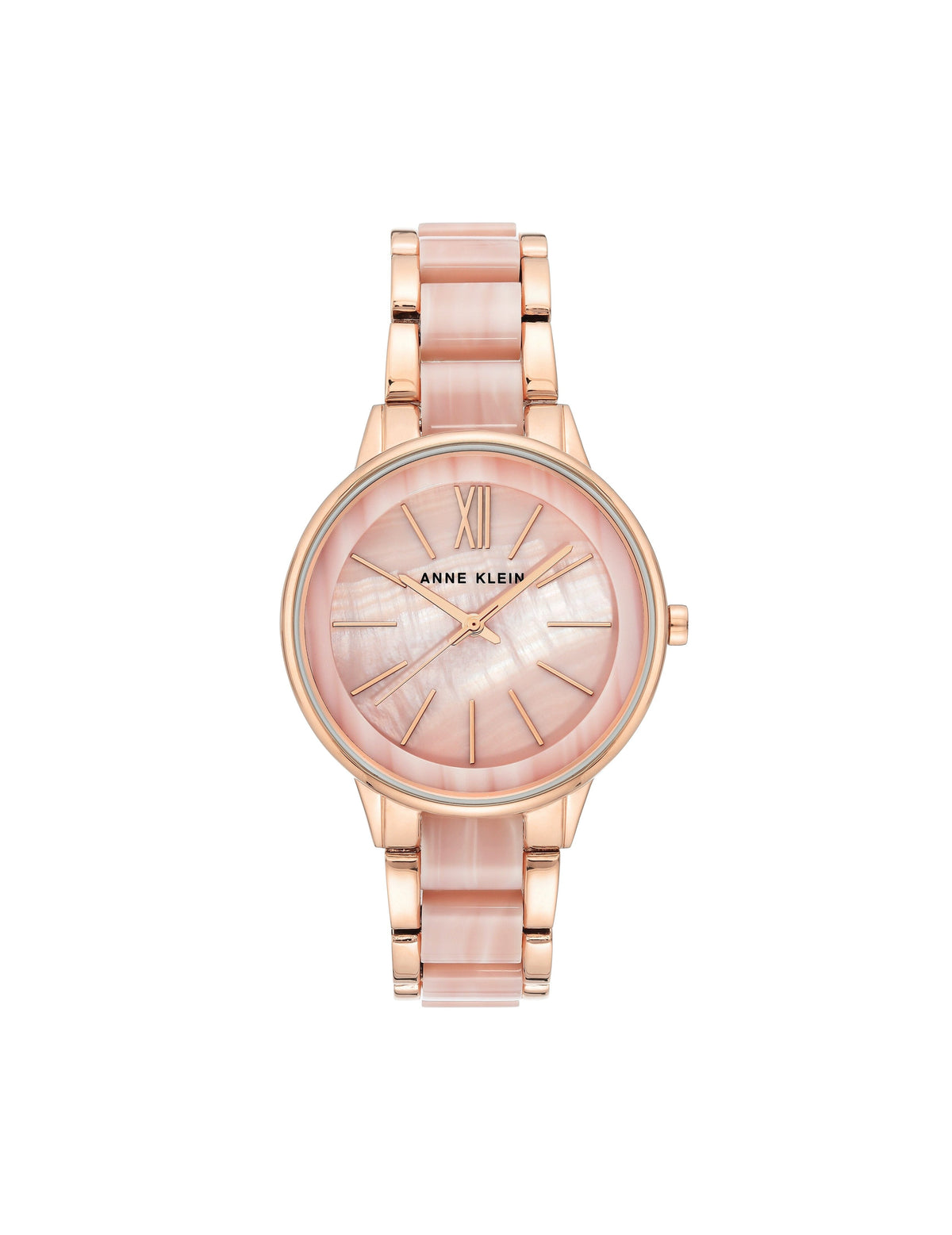 pink rose gold-tone resin bracelet watch