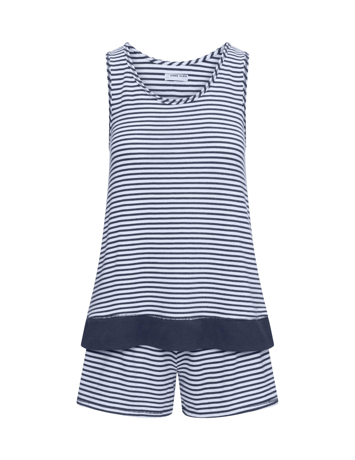 Sleeveless Navy Stripe Boxer Pajama