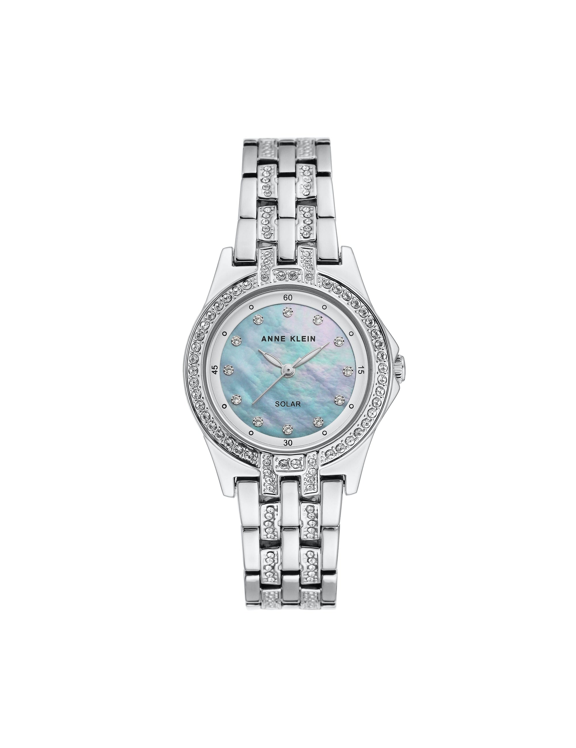 Silver Considered Solar Powered Swarovski Crystal Accented Bracelet Watch