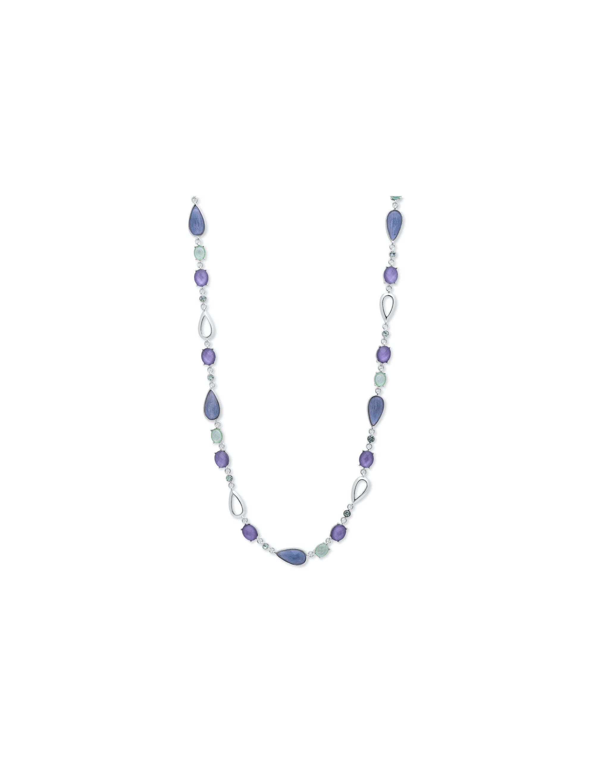 silver tone blue stone necklace