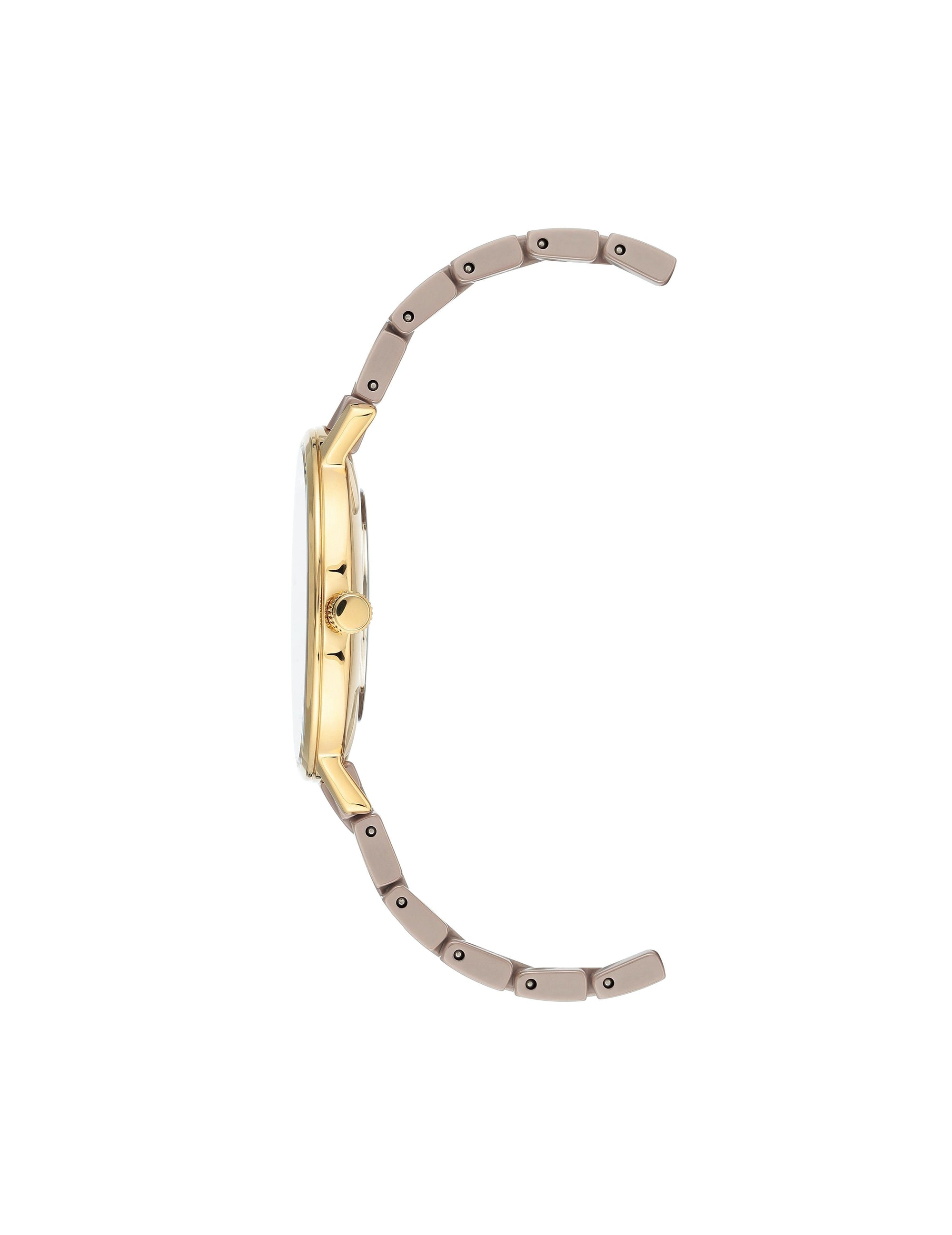 tan gold ceramic bracelet watch