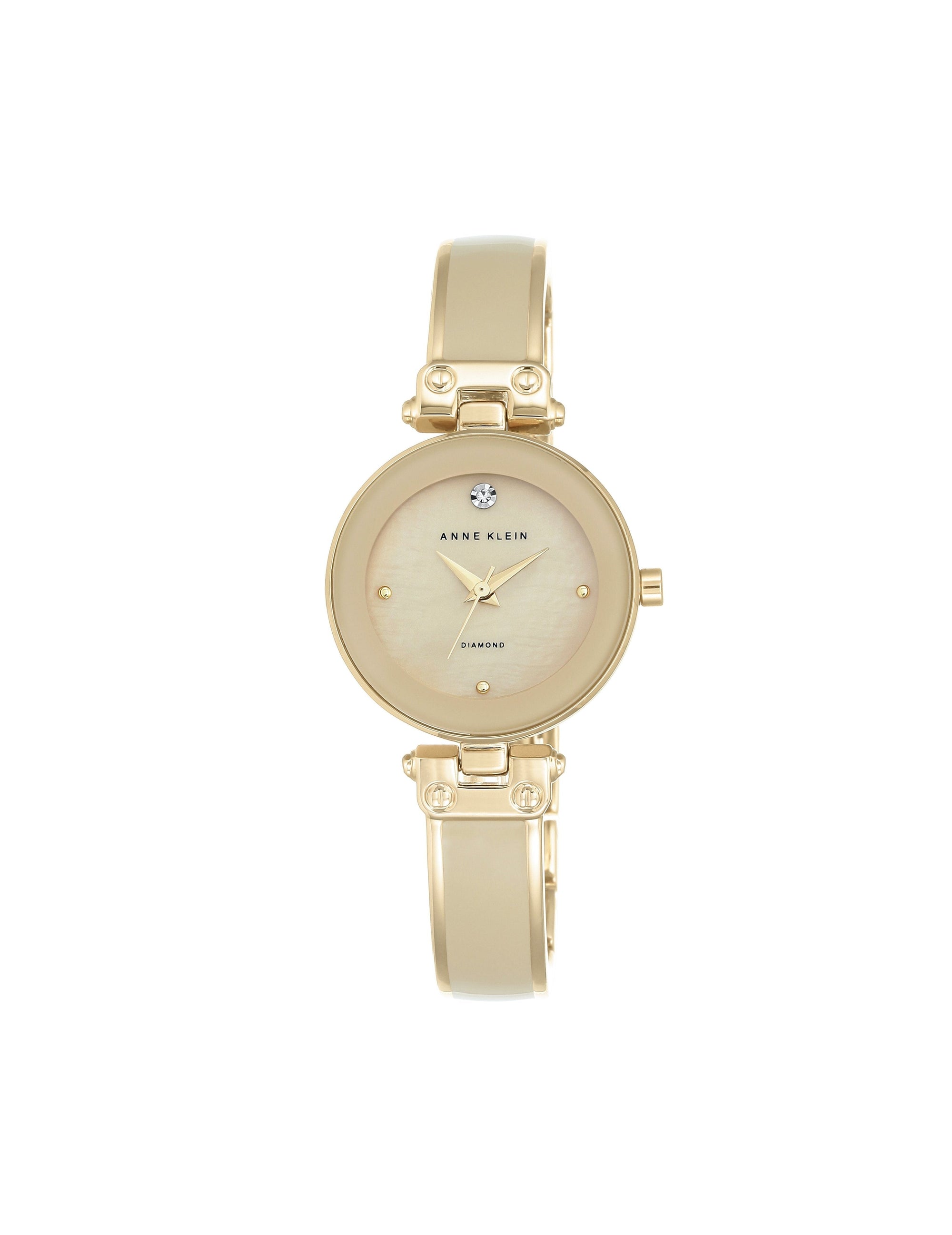 tan gold genuine diamond dial bangle watch