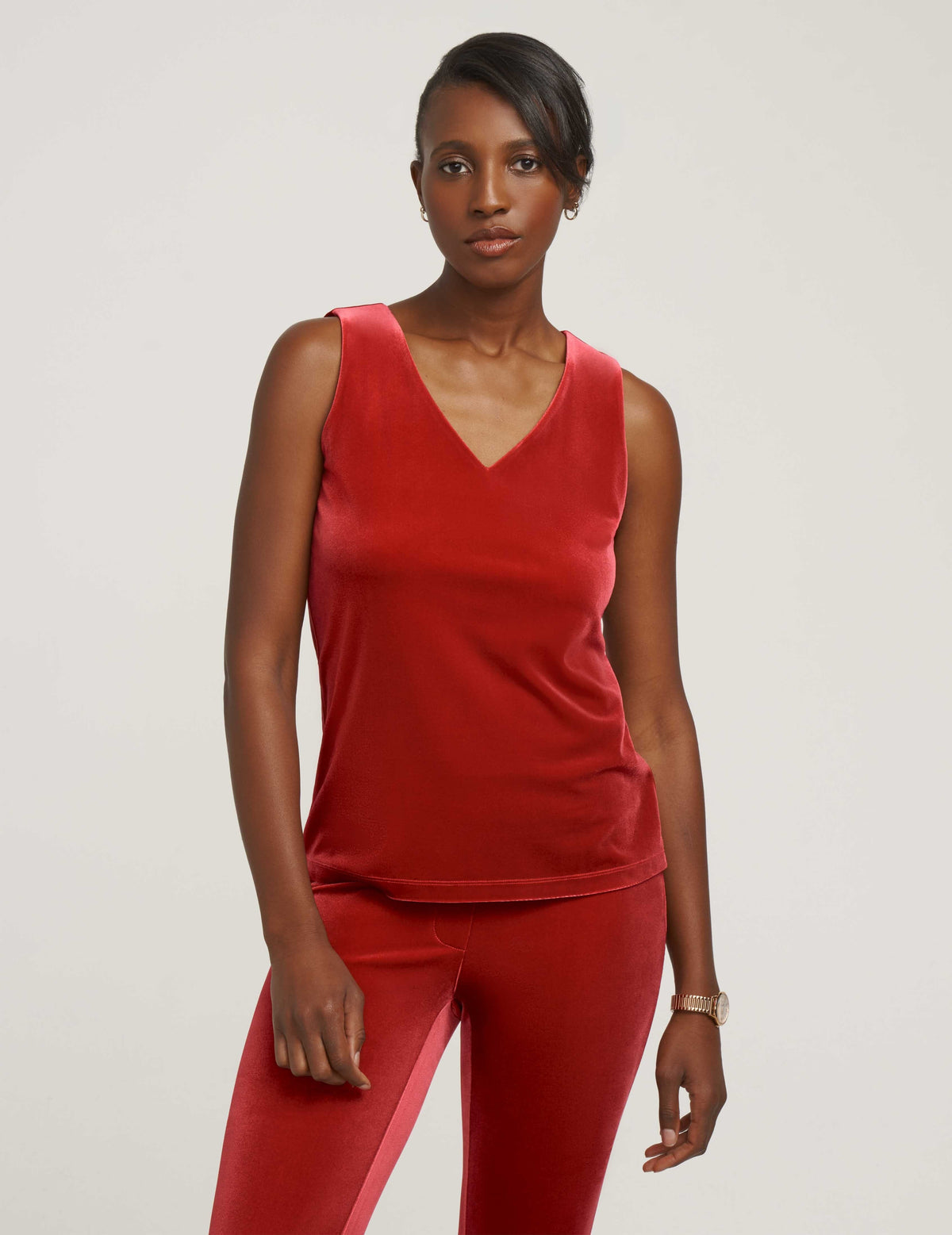 Velour V-Neck Stretch Tank