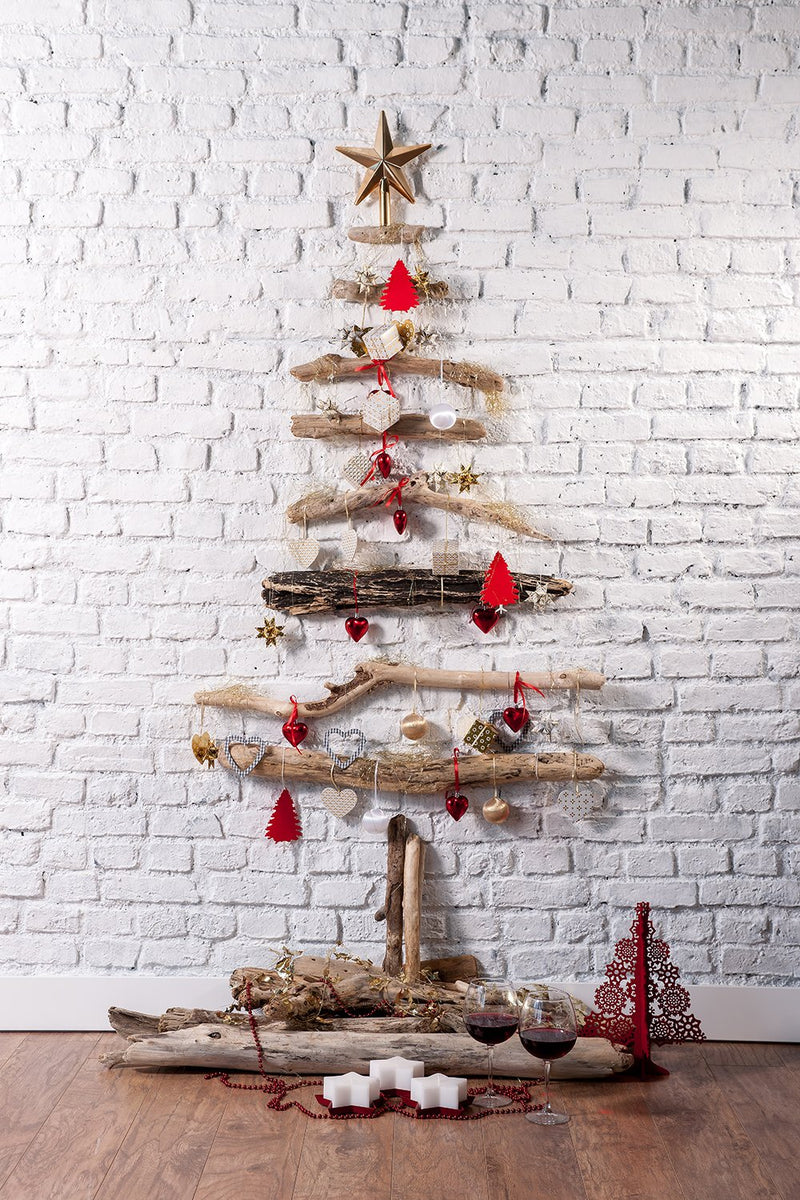 White Brick Wall Christmas Tree Photography Backdrop DBD-P19167 – Dbackdrop