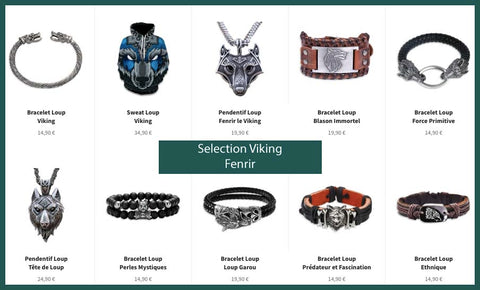 viking loup fenrir collier bracelet bijou loup