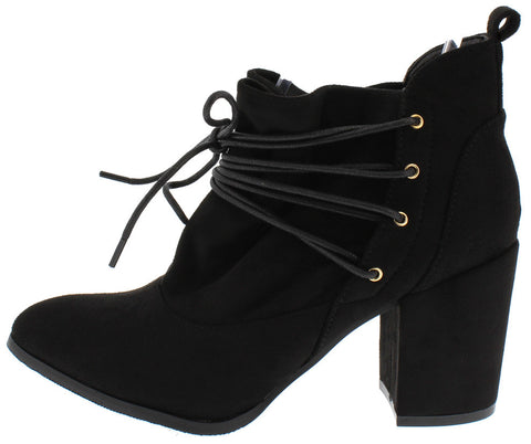 hope boot slouch chunky heel ankle block lace