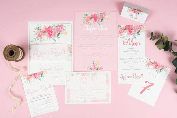 Blossom Watercolour Florals Foil Wedding Invitations