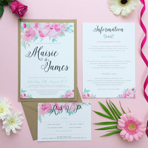 Wedding Stationery West Midlands - EivisSa Kind Designs watercolour flowers