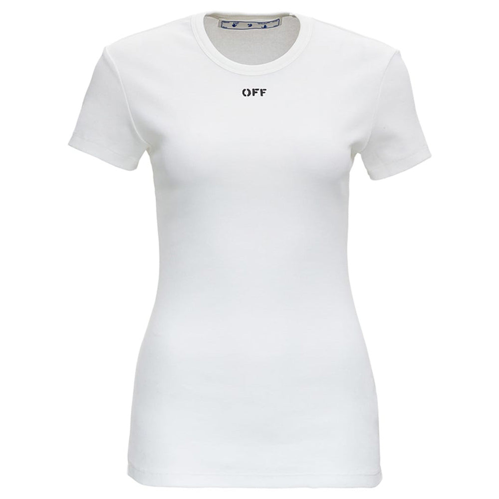 Off-White Women's Cotton Basic Logo Ribbed T-Shirt – Year Zero LA