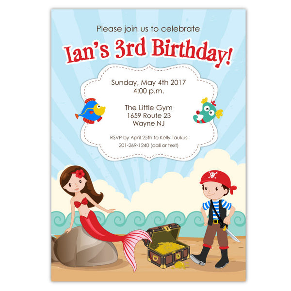Mermaid Pirate Party Invitations (B)